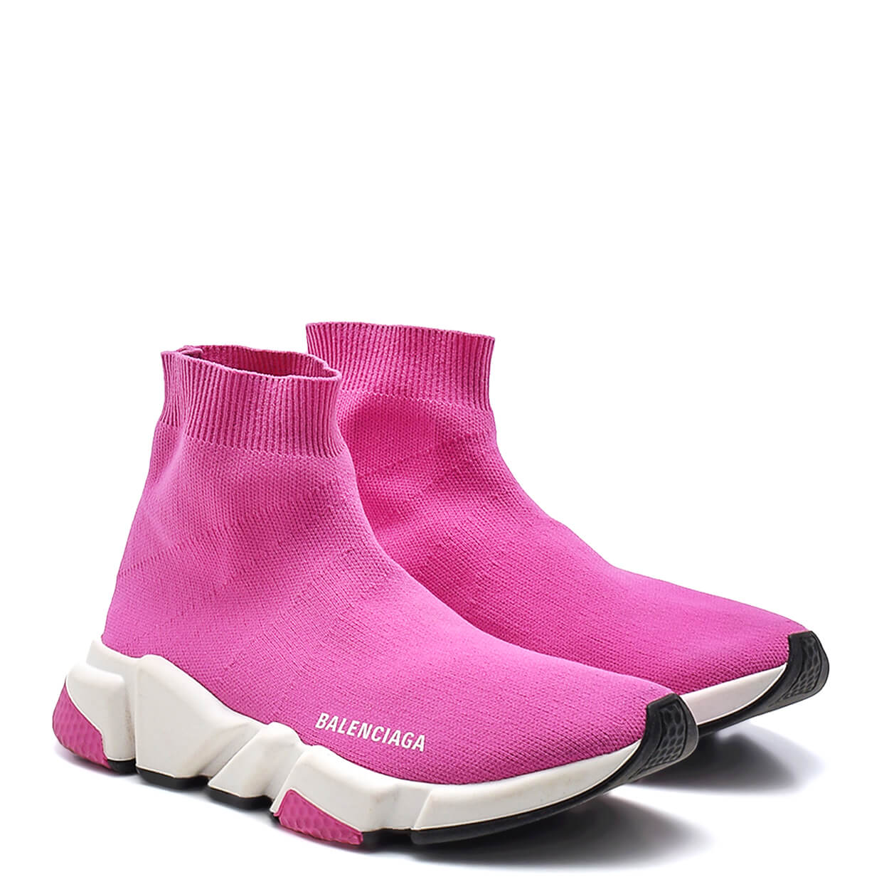 Balenciaga - Pink Knit Fabric Speed Sneakers